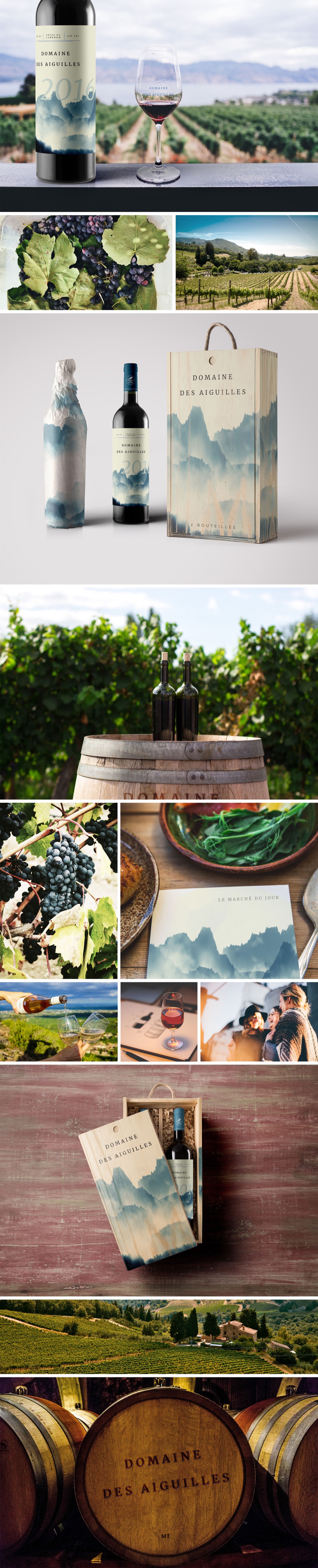 Domaine des Aiguilles identity, campaigns, and branded applications