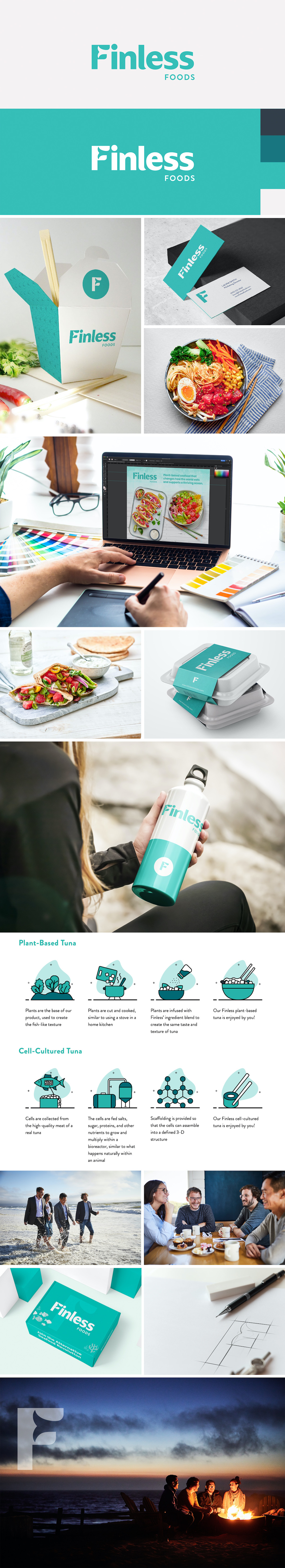 Finless Foods identity, campaigns, and branded applications